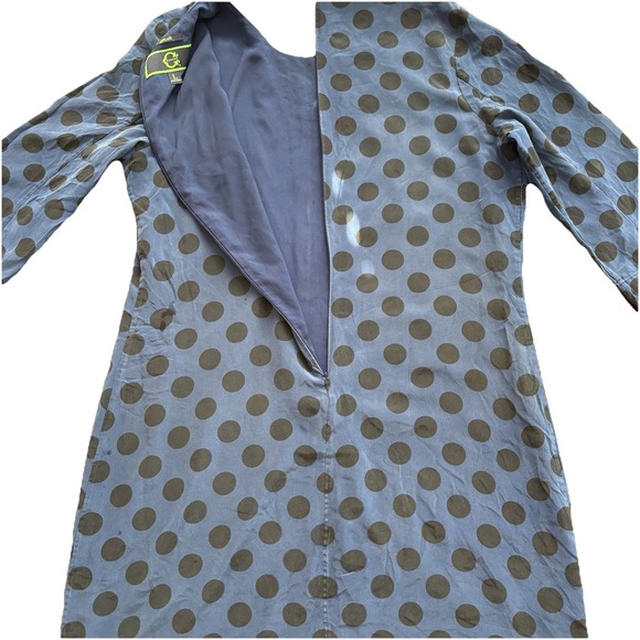 100%Silk Blue Polka Dot Shift Dress Sz‎ L Preppy Old Money Classic Tradwife Norm - Picture 2 of 16
